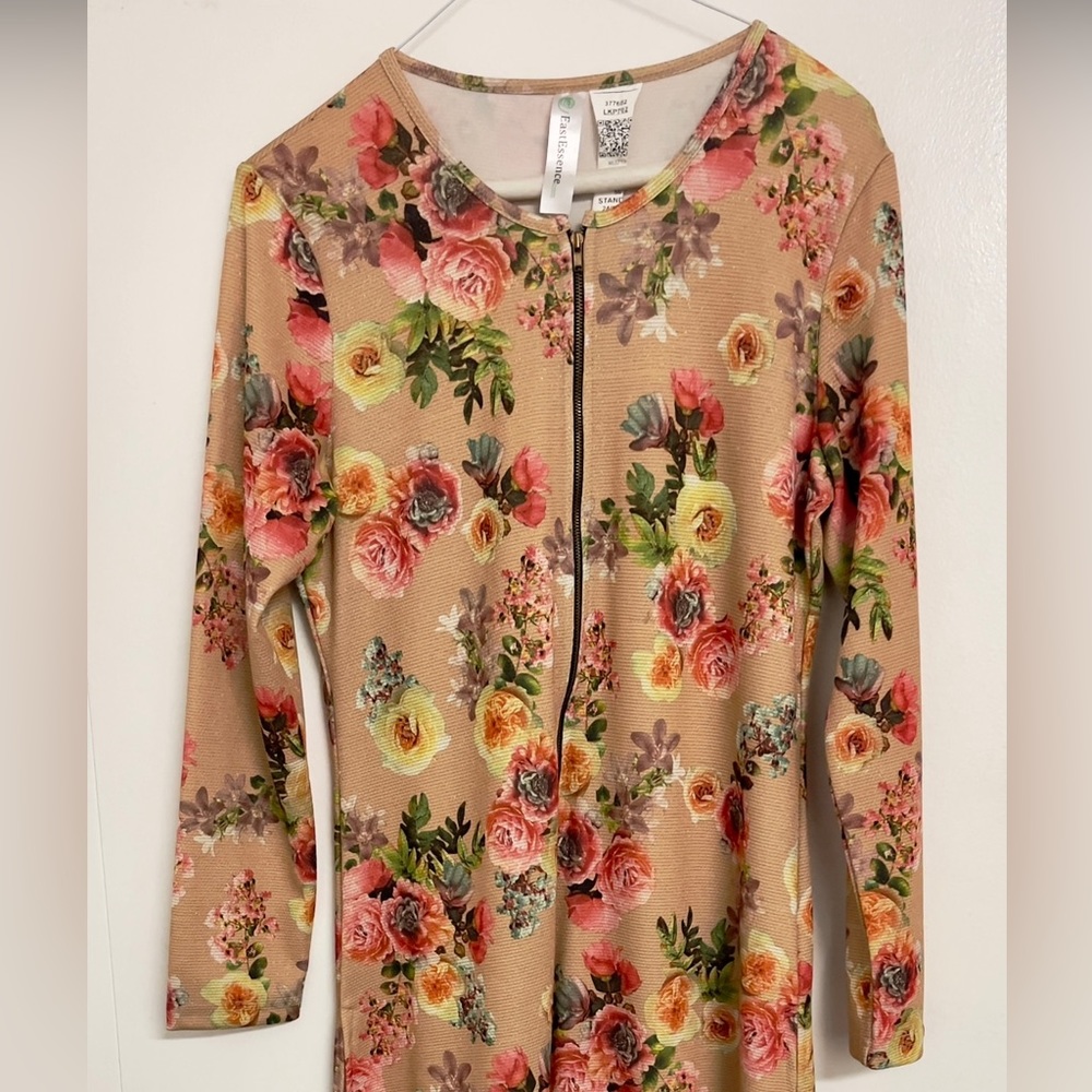 Gold Floral Full Sleeved Maxi Dress